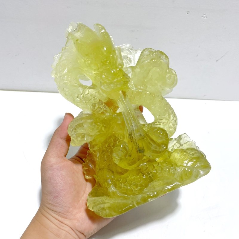 Unique Citrine Dragon Absorbing Water Carving - Wholesale Crystals