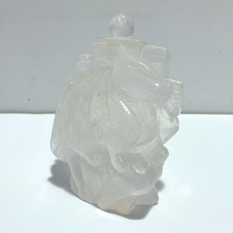 Unique Clear Quartz Flying Dragon Castle Carving - Wholesale Crystals