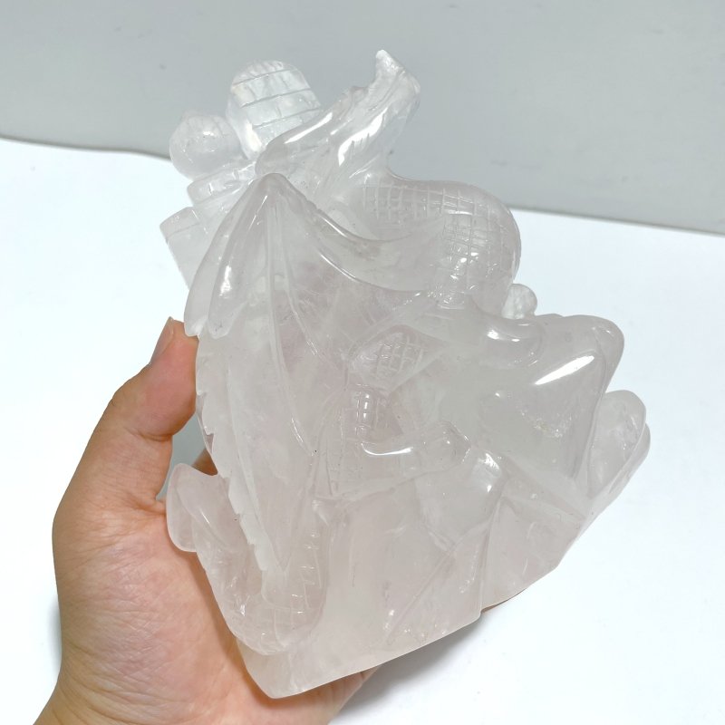 Unique Clear Quartz Flying Dragon Castle Carving - Wholesale Crystals