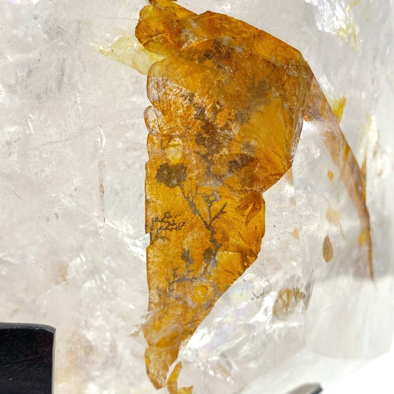 Unique Fire Quartz Dentritic Quartz Double Point With Rainbow With Stand - Wholesale Crystals