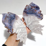 Unique Flower Agate Butterfly Wing Carving With Stand - Wholesale Crystals