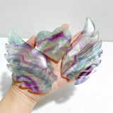 Unique Fluorite Heart Wing Carving With Stand - Wholesale Crystals