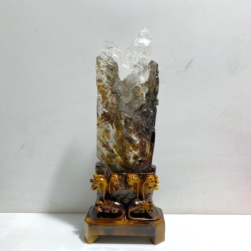 Unique Garden Quartz Chinese Dragon Carving Home Decor -Wholesale Crystals