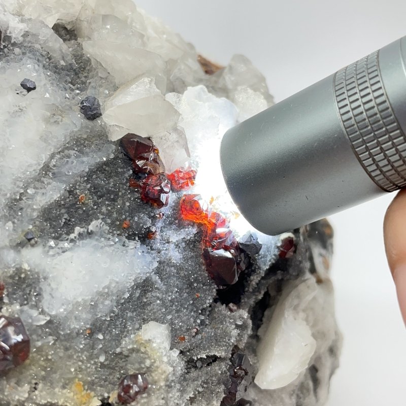 Unique Garnet Mixed White Calcite Specimen -Wholesale Crystals