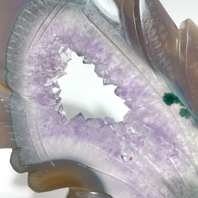 Unique Geode Druzy Agate Butterfly Fairy Carving With Stand - Wholesale Crystals