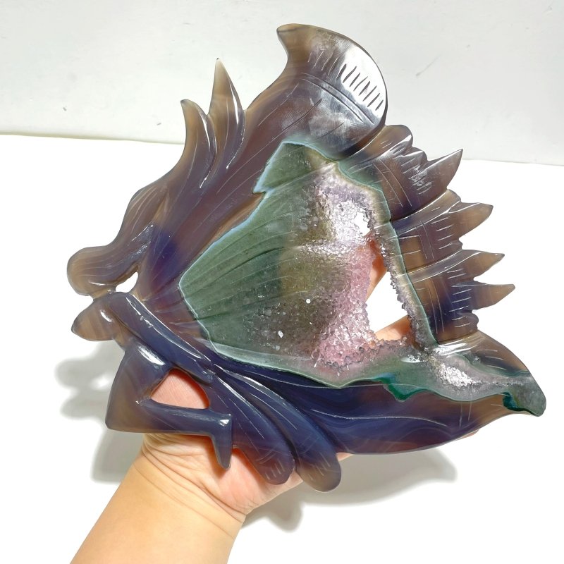Unique Geode Druzy Agate Butterfly Fairy Carving With Stand - Wholesale Crystals
