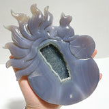 Unique Geode Druzy Agate Nine - tailed Fox Carving With Stand - Wholesale Crystals