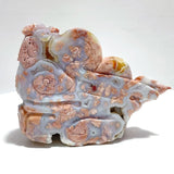 Unique Geode Druzy Pink Agate Chinese Dragon&Phoenix Carving - Wholesale Crystals