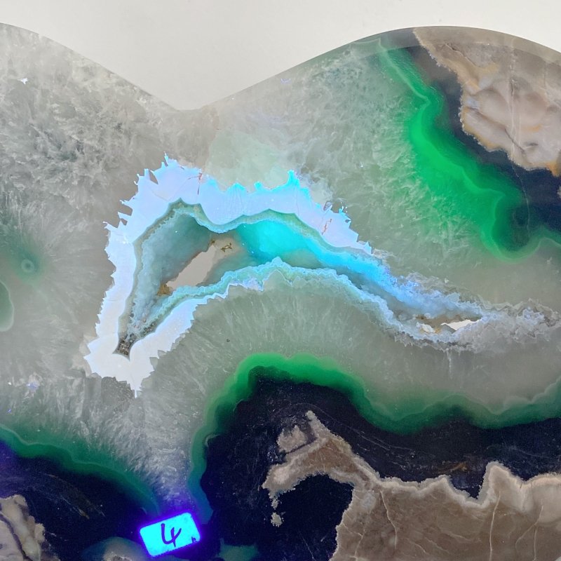 Unique Geode Druzy Volcano Agate Heart Carving With Stand(UV - Reactive) 1 - Wholesale Crystals