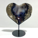 Unique Geode Volcano Agate Heart Carving With Stand(UV - Reactive) 2 - Wholesale Crystals