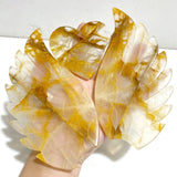 Unique Golden Hematoid Quartz Fire Quartz Heart Wing Carving With Stand -Wholesale Crystals