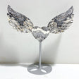 Unique Gray Blue Agate Heart Wing Carving With Stand - Wholesale Crystals
