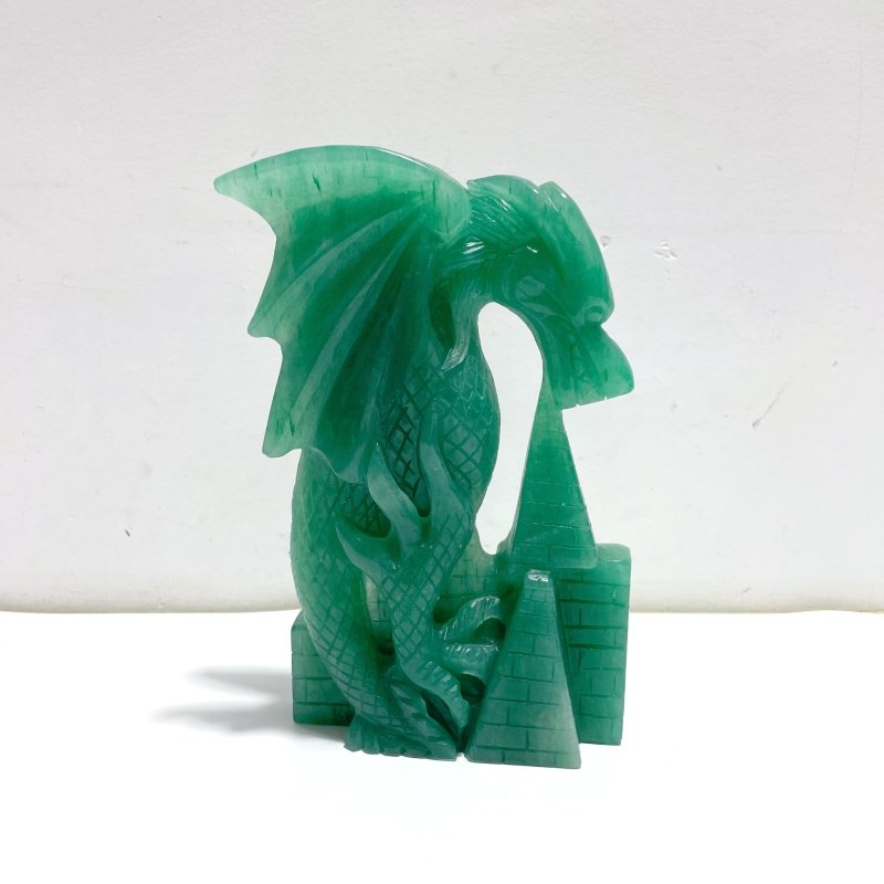 Unique Green Aventurine Flying Dragon Castle Carving 2 - Wholesale Crystals
