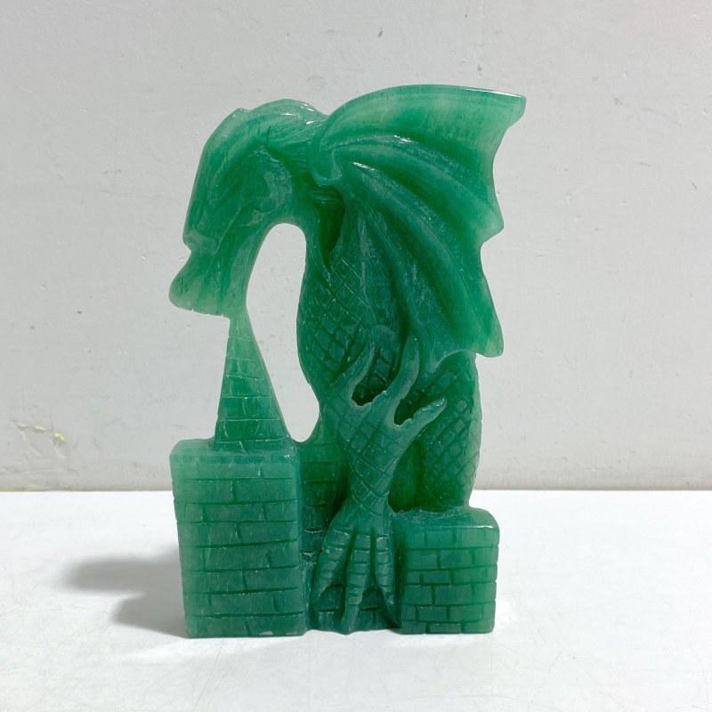 Unique Green Aventurine Flying Dragon Castle Carving 3 -Wholesale Crystals