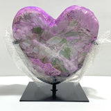 Unique Large Aura Purple Quartz Cluster Heart With Stand 2 - Wholesale Crystals
