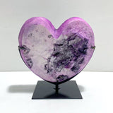 Unique Large Aura Purple Quartz Cluster Heart With Stand 5 - Wholesale Crystals