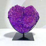 Unique Large Aura Purple Quartz Cluster Heart With Stand 6 - Wholesale Crystals
