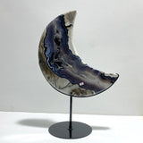 Unique Large Geode Druzy Volcano Agate Moon Carving With Stand(UV - Reactive) 4 - Wholesale Crystals