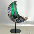 Unique Large Geode Druzy Volcano Agate Moon Carving With Stand(UV - Reactive) 5 - Wholesale Crystals