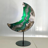 Unique Large Geode Druzy Volcano Agate Moon Carving With Stand(UV - Reactive) 5 - Wholesale Crystals