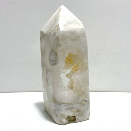 Unique Large Geode Druzy White Moss Agate Four - sided Point - Wholesale Crystals