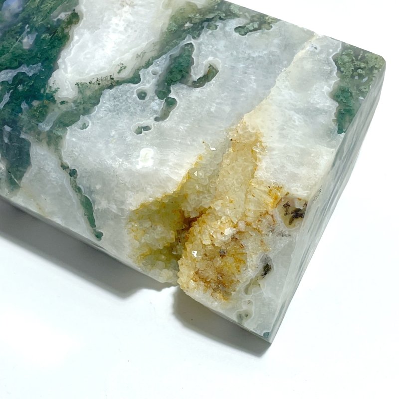 Unique Large Geode Druzy White Moss Agate Point A01 - Wholesale Crystals