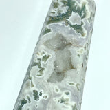 Unique Large Geode Druzy White Moss Agate Point A02 - Wholesale Crystals