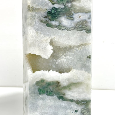 Unique Large Geode Druzy White Moss Agate Point A03 - Wholesale Crystals