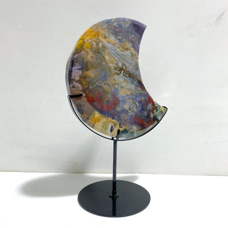 Unique Large Ocean Jasper Moon Carving With Stand 4 - Wholesale Crystals