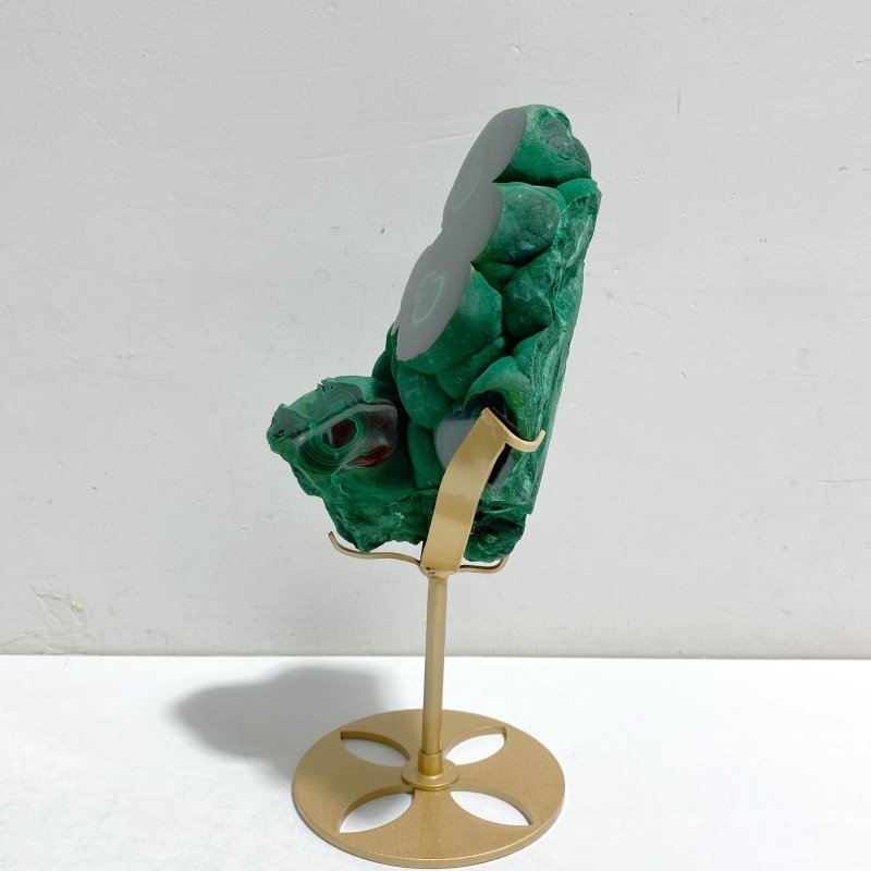 Unique Malachite Specimen Raw Bottom With Stand - Wholesale Crystals