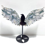 Unique Moss Agate Eagle Wing Carving With Stand - Wholesale Crystals