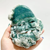 Unique Moss Agate Santa Claus Mask Carving With Stand - Wholesale Crystals
