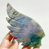 Unique Ocean Jasper Heart Wing Carving With Stand -Wholesale Crystals