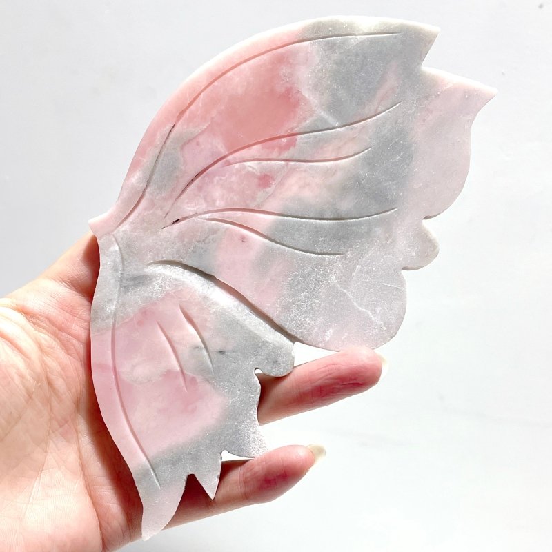 Unique Pink Opal Butterfly Wing Carving With Stand - Wholesale Crystals