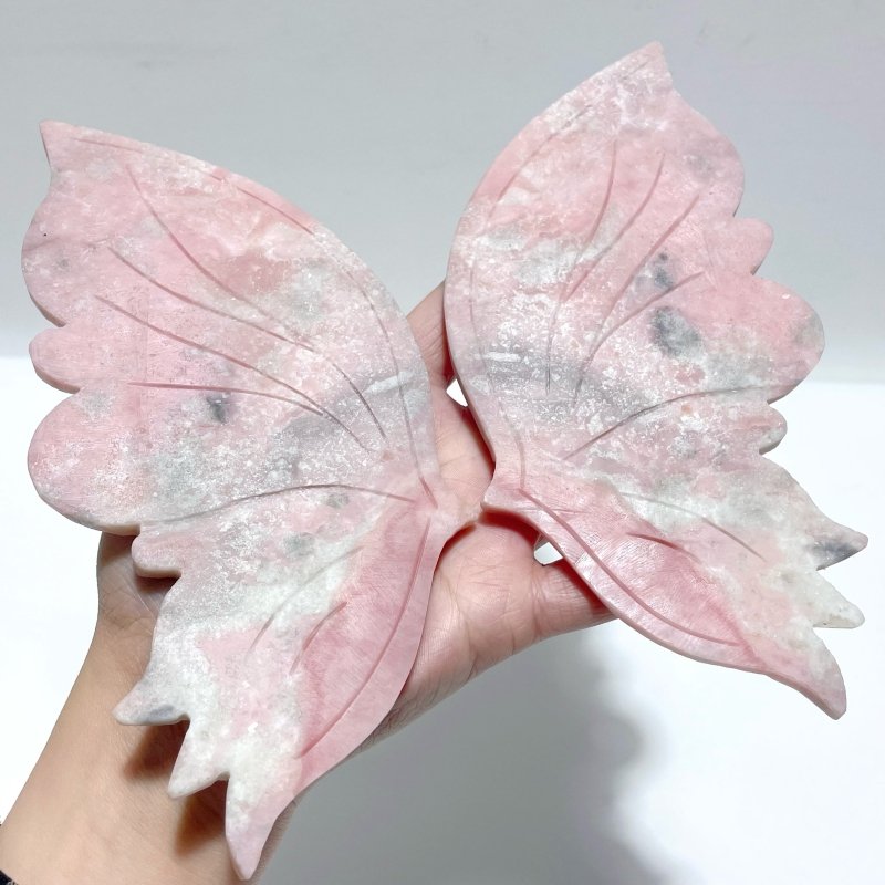 Unique Pink Opal Butterfly Wing Carving With Stand - Wholesale Crystals