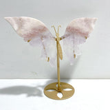 Unique Pink Sakura Agate Butterfly Wing Carving With Stand - Wholesale Crystals
