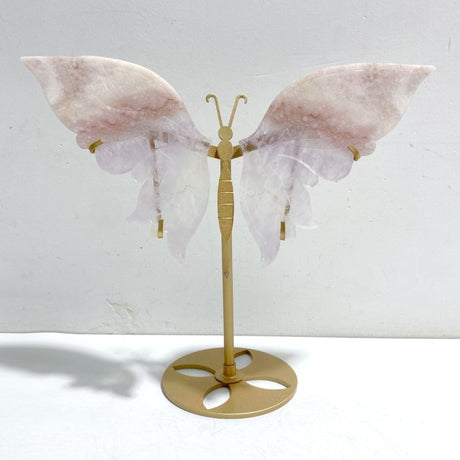Unique Pink Sakura Agate Butterfly Wing Carving With Stand - Wholesale Crystals