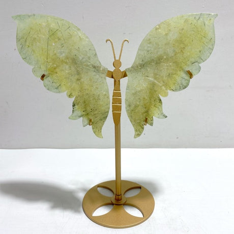 Unique Prehnite Butterfly Wing Carving With Stand - Wholesale Crystals