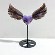 Unique Purple Agate Heart Wing Carving With Stand - Wholesale Crystals