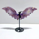 Unique Purple Flower Agate Flying Dragon Wing Carving With Stand - Wholesale Crystals