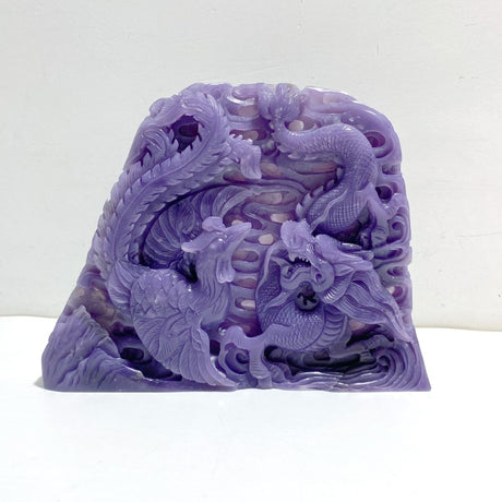 Unique Purple Jade Chinese Dragon&Phoenix Carving - Wholesale Crystals