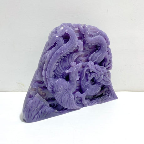 Unique Purple Jade Chinese Dragon&Phoenix Carving - Wholesale Crystals