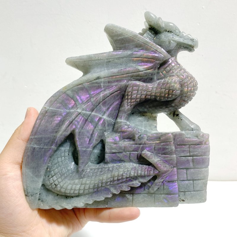Unique Purple Labradorite Flying Dragon Castle Carving - Wholesale Crystals