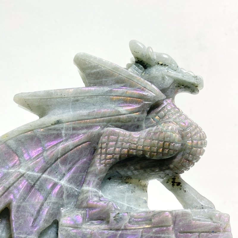 Unique Purple Labradorite Flying Dragon Castle Carving - Wholesale Crystals