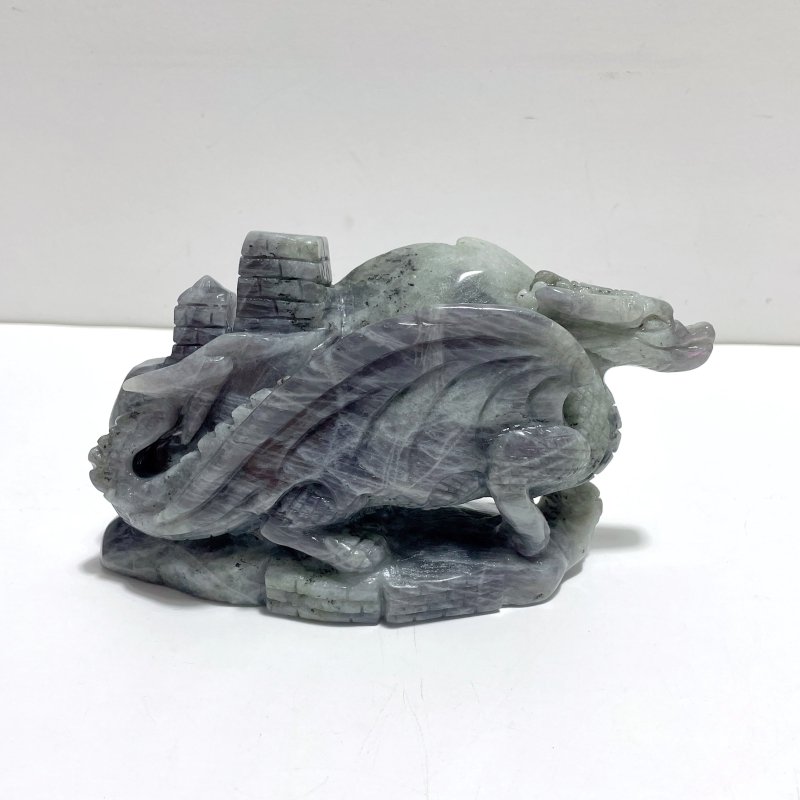 Unique Purple Labradorite Flying Dragon Castle Carving - Wholesale Crystals