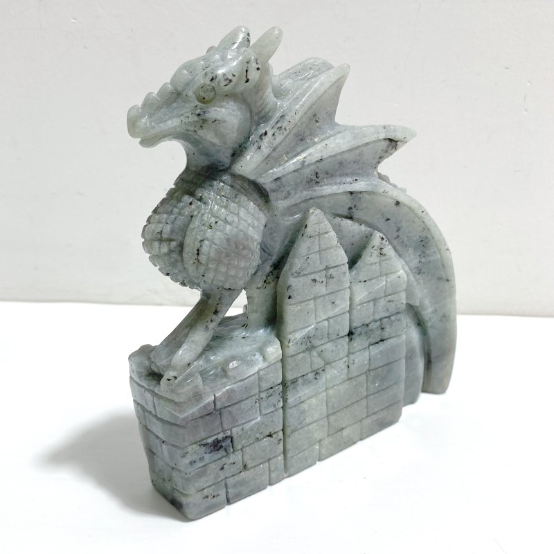 Unique Purple Labradorite Flying Dragon Castle Carving - Wholesale Crystals