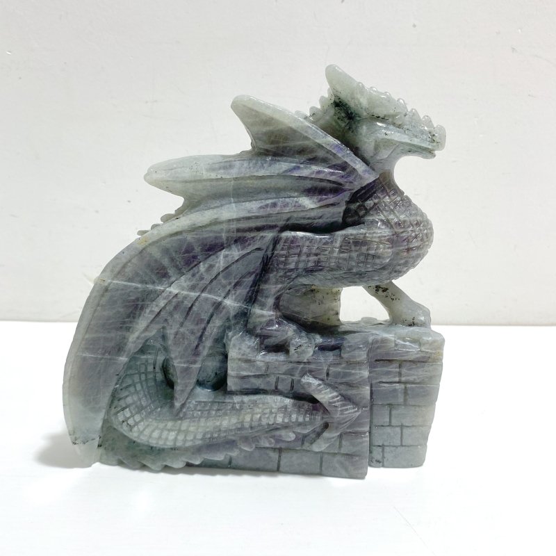 Unique Purple Labradorite Flying Dragon Castle Carving - Wholesale Crystals