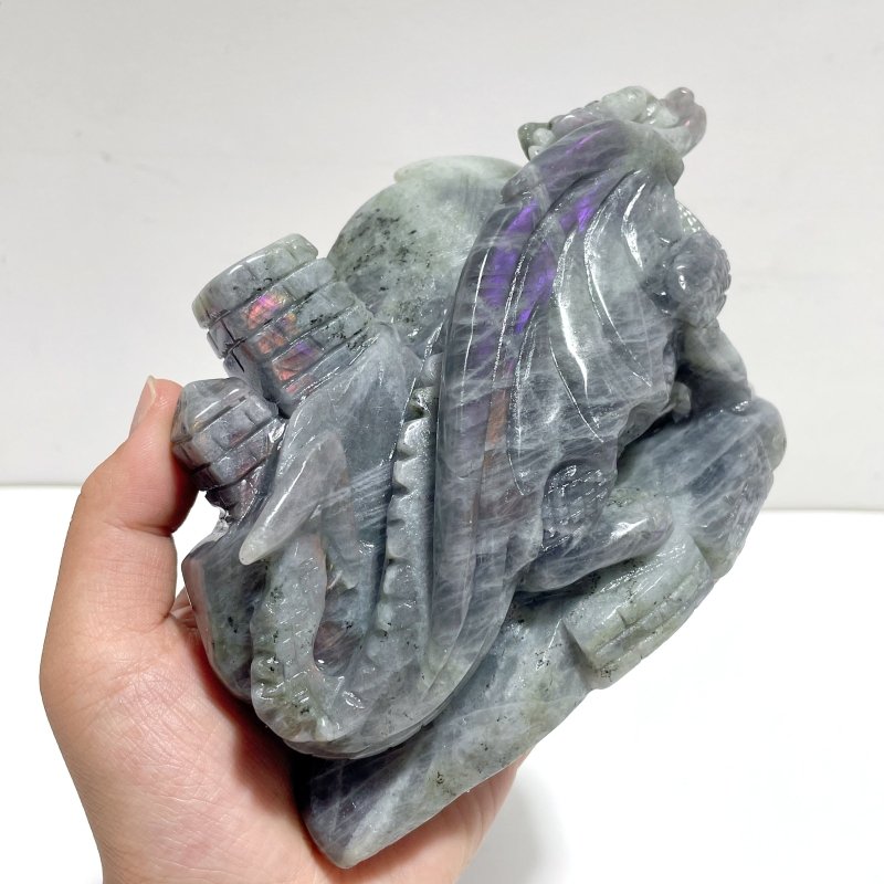 Unique Purple Labradorite Flying Dragon Castle Carving - Wholesale Crystals