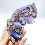Unique Purple Sakura Flower Agate Butterfly Wing Carving With Stand - Wholesale Crystals