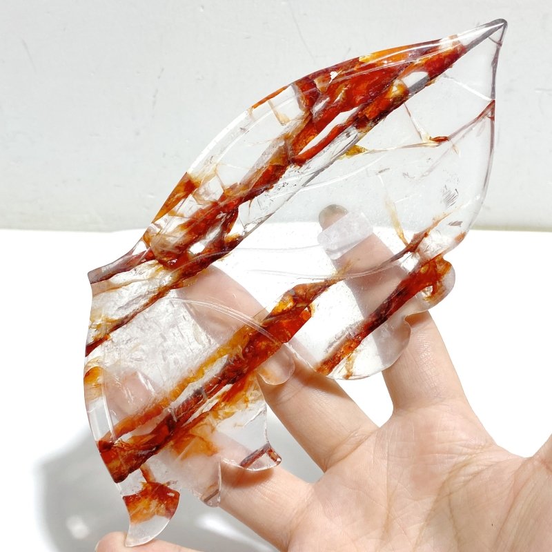 Unique Red Fire Quartz Butterfly Wing Carving With Stand -Wholesale Crystals